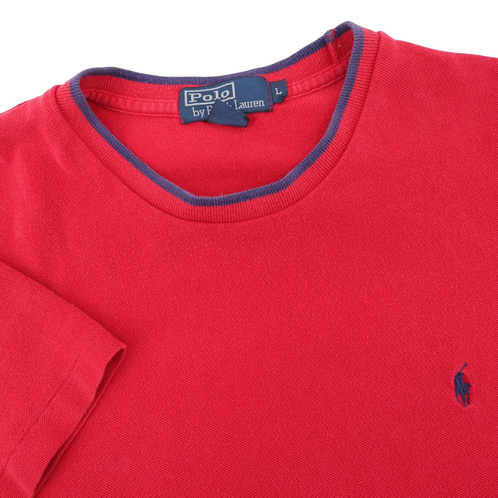 Polo Ralph Lauren Vintage Ringer Pique T-Shirt Red Short Sleeve Mens L